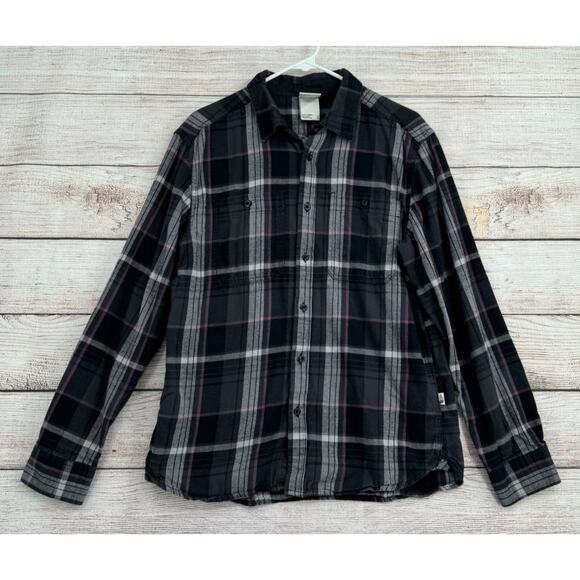 The North Face Plaid Button Down‎ Flannel Shirt Men's Size M Gray/Black/Purple - Picture 1 of 7